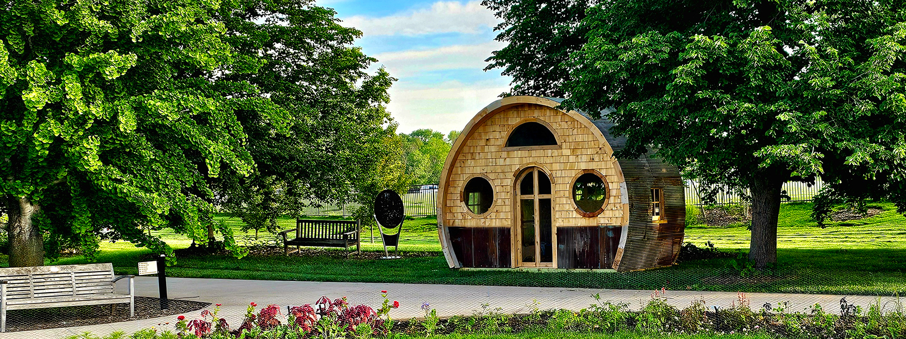 Round playhouse in the woods