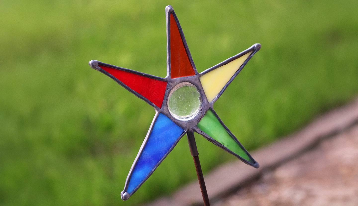 stained glass star garden stake