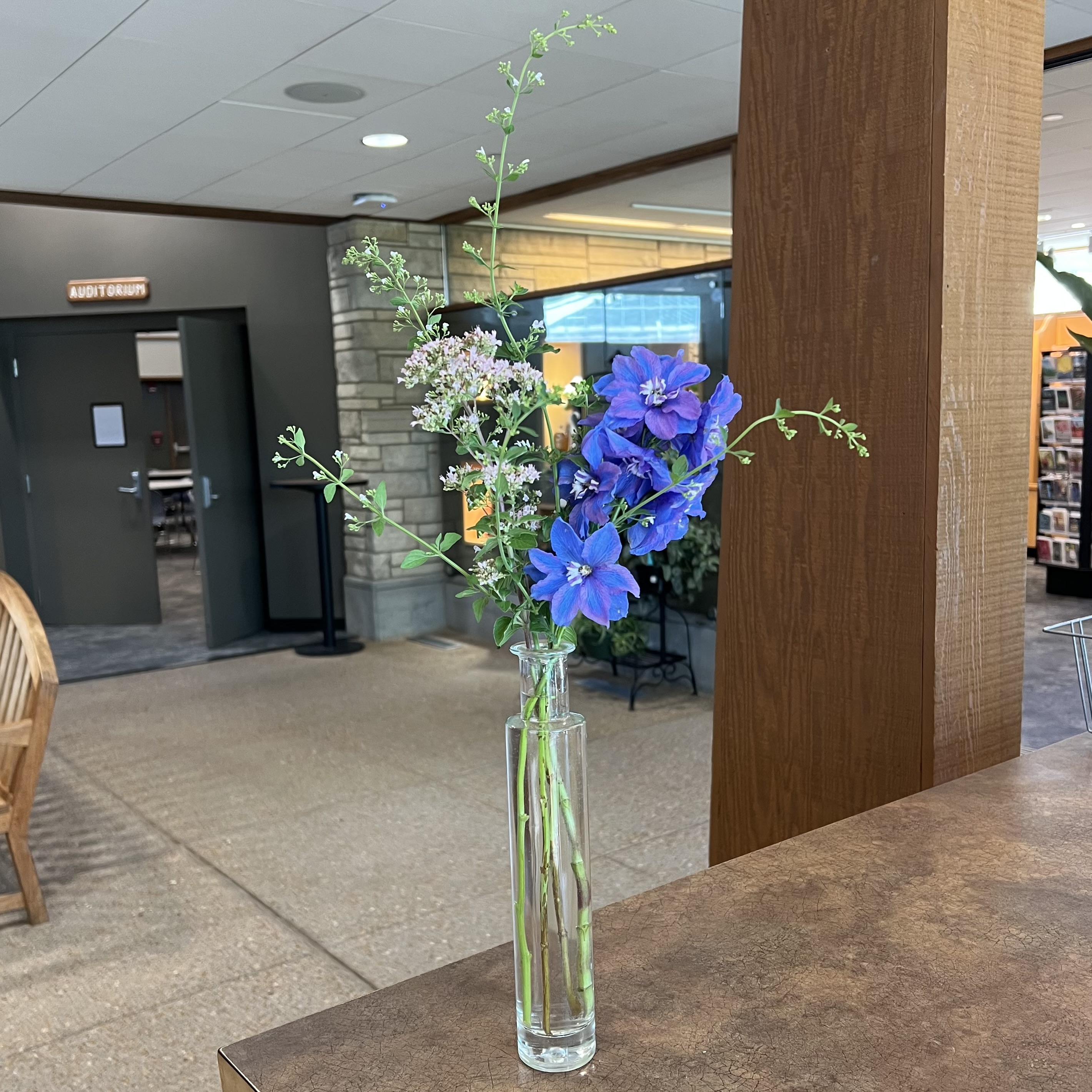 A bouquet with tall, colorful flowers