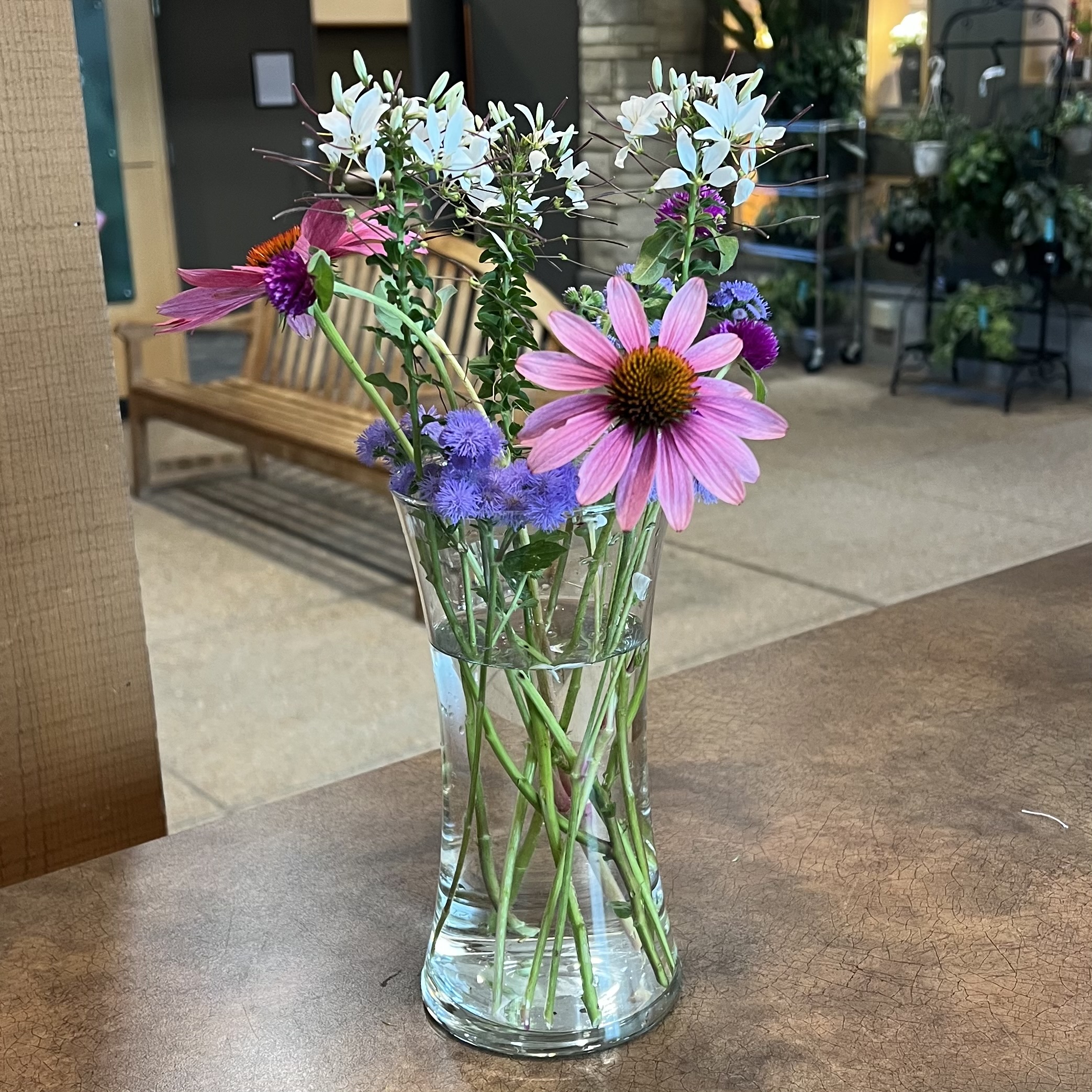 A bouquet with flowers of various colors and forms