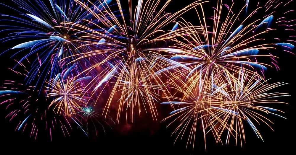 Fireworks on a black background