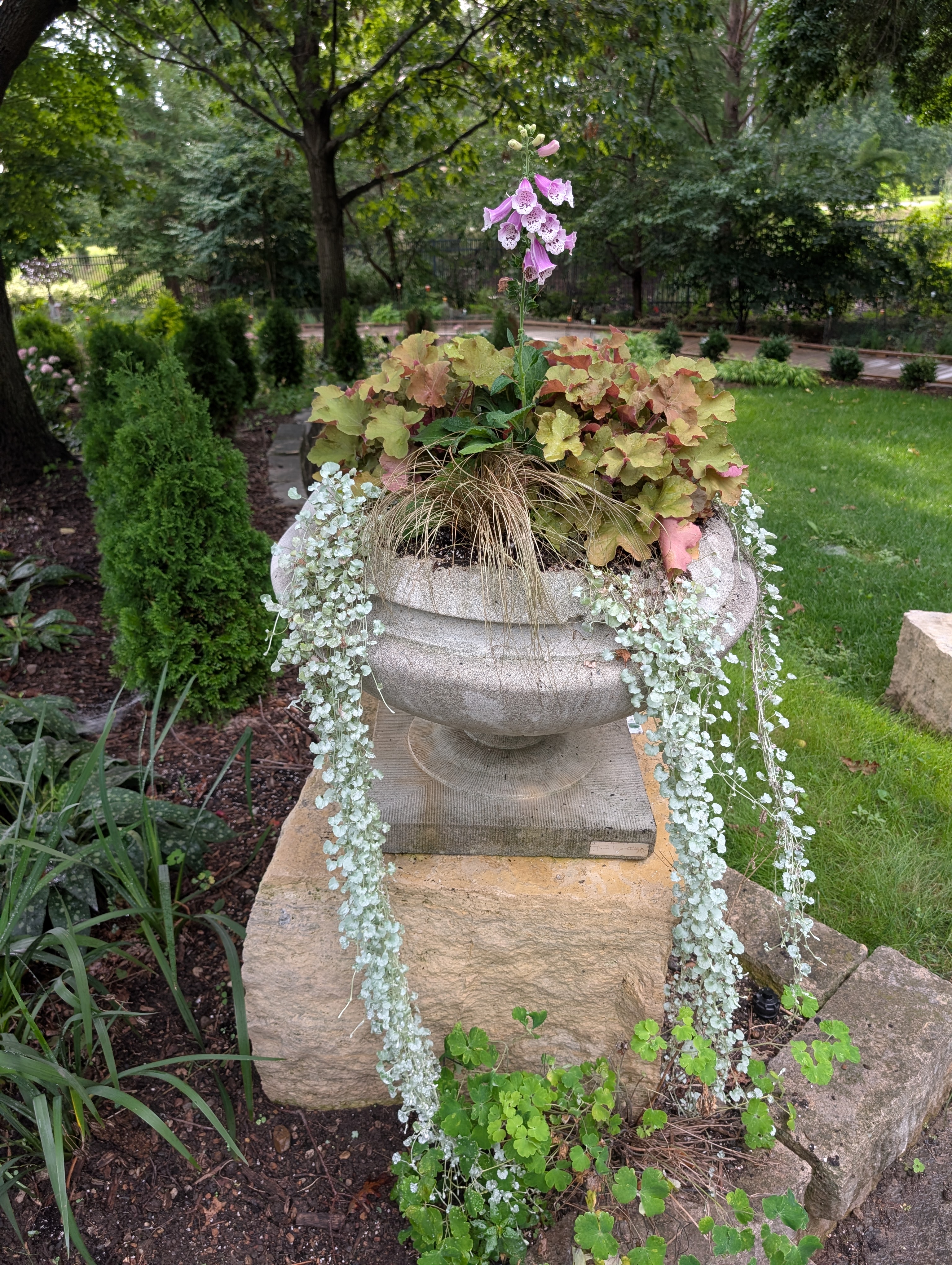 Urn container with fall plants