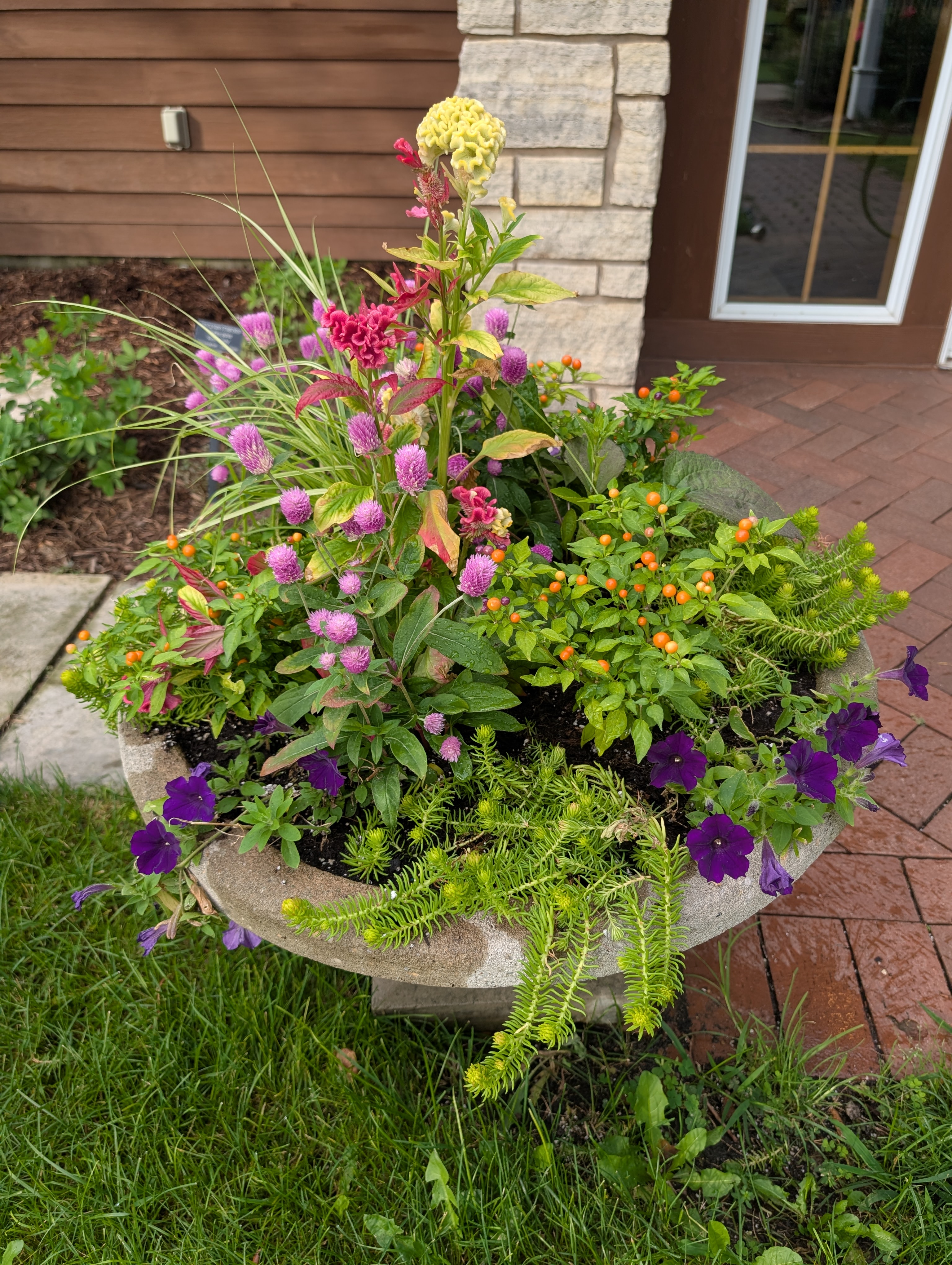 concrete urn container with fall containers