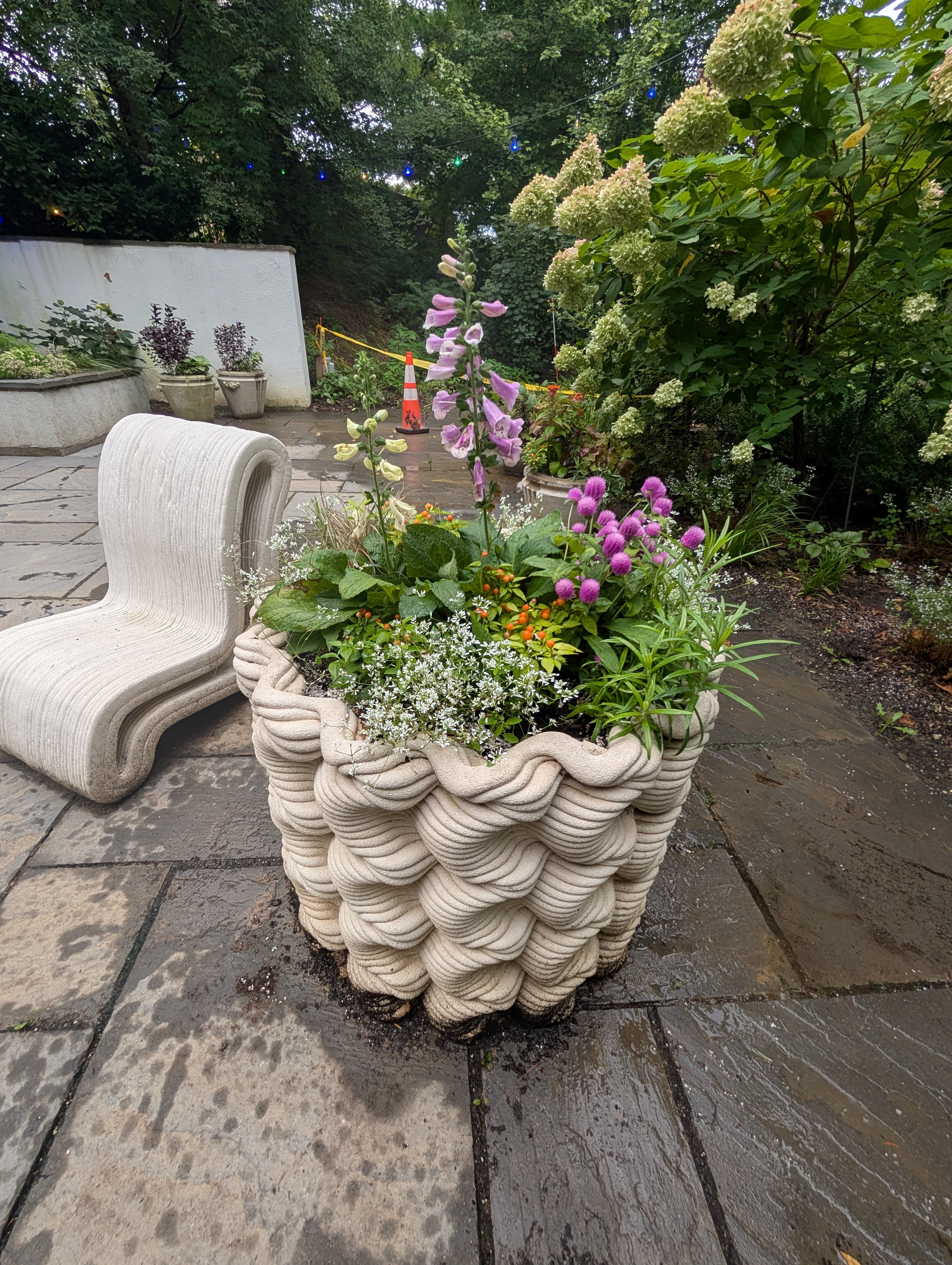 Large 3D printed container with fall plants