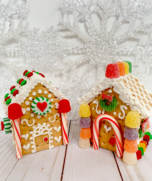 Gingerbread houses decorated with candy