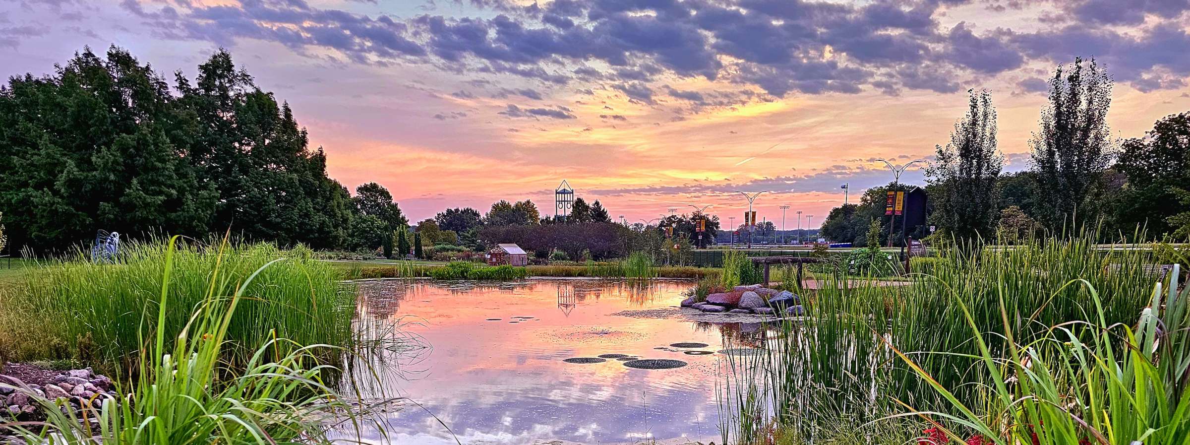 Sunrise over Lake Helen at Reiman Gardens