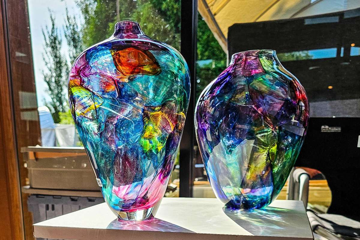 Colorful glass vases