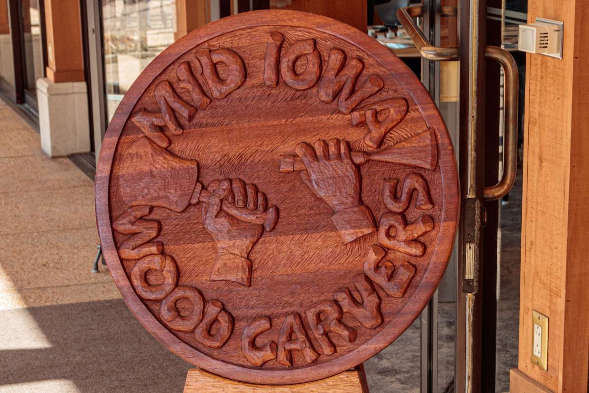 Mid Iowa Woodcarvers sign made of wood