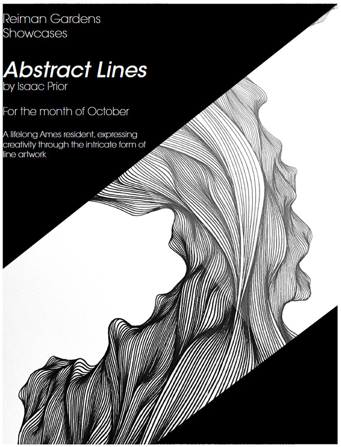 image of abstract lines and text with artist's name, Isaac Prior