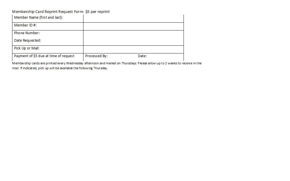 Membership Reprint Form