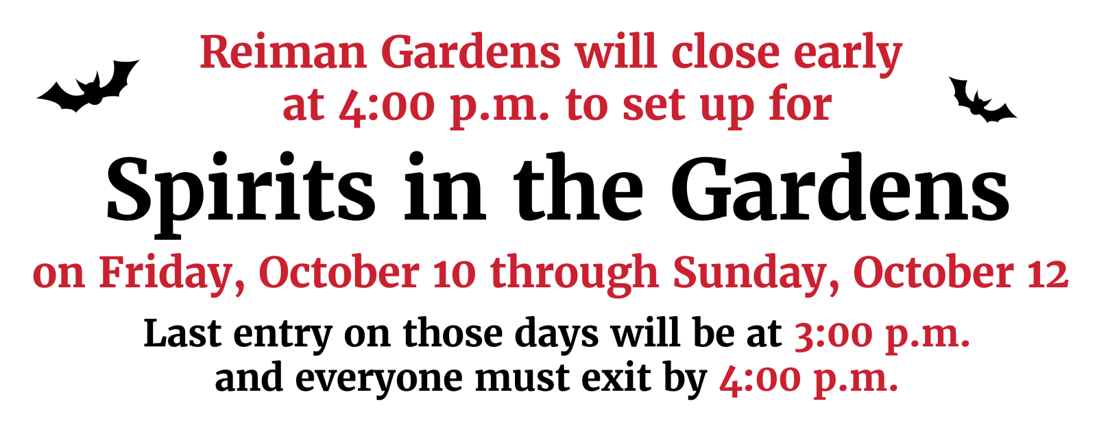 Reiman Gardens closing early October 10-12 at 4 p.m. for Spirits in the Gardens