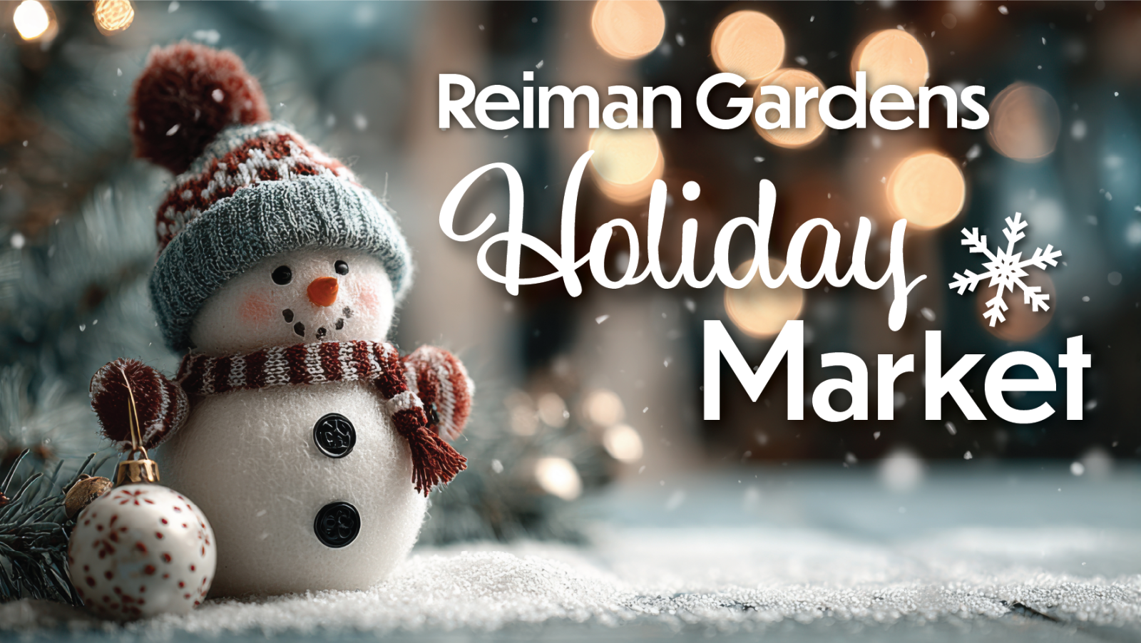 Fiber crafted snowman with scarf and hat - Reiman Gardens Holiday Market